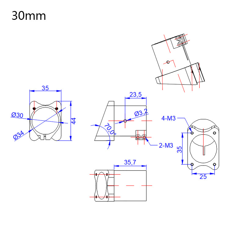 RJX 20mm 25mm 30mm Uav Tripod Aluminum Tilt Fixed Seat Landing Gear Connector