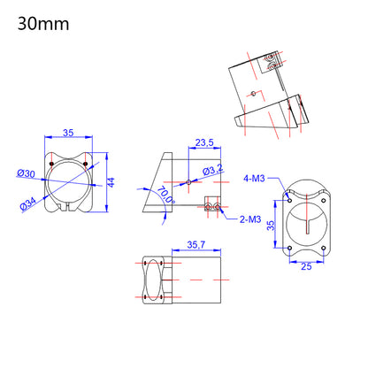 RJX 20mm 25mm 30mm Uav Tripod Aluminum Tilt Fixed Seat Landing Gear Connector