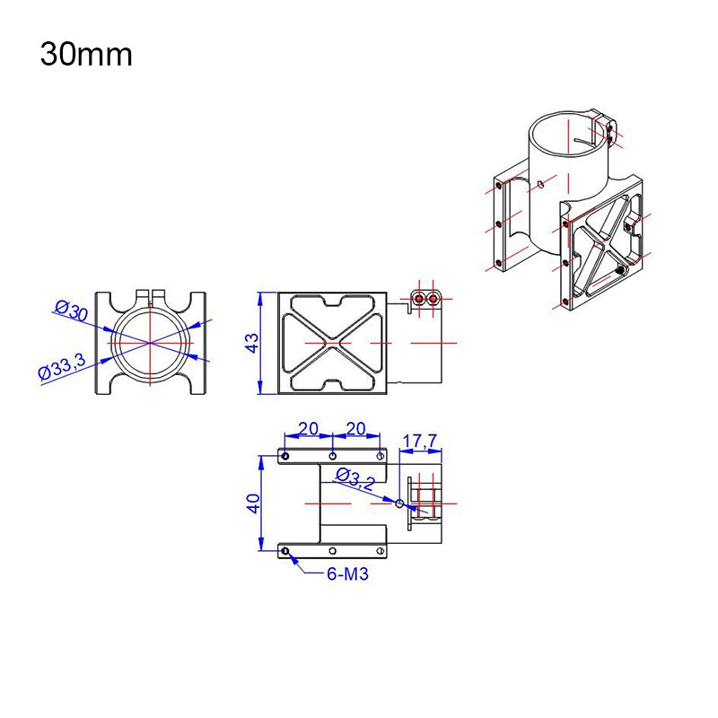 RJX Aluminum alloy 30mm 35mm 45mm 50mm Center Plate Mount Holder for RC Multirotor Drone