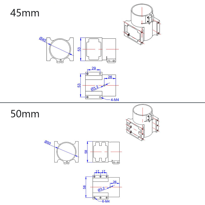 RJX Aluminum alloy 30mm 35mm 45mm 50mm Center Plate Mount Holder for RC Multirotor Drone