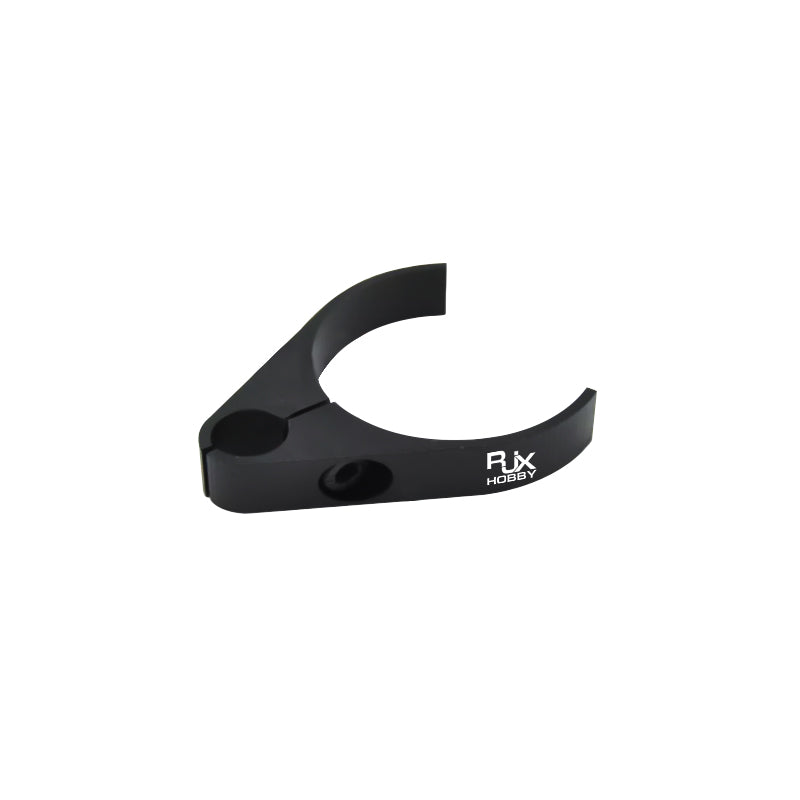RJXHOBBY 25/30mm Aluminum Alloy Pipe Clamp, RJXHOBBY aluminum alloy pipe clamp in black with split ring design and mounting hole