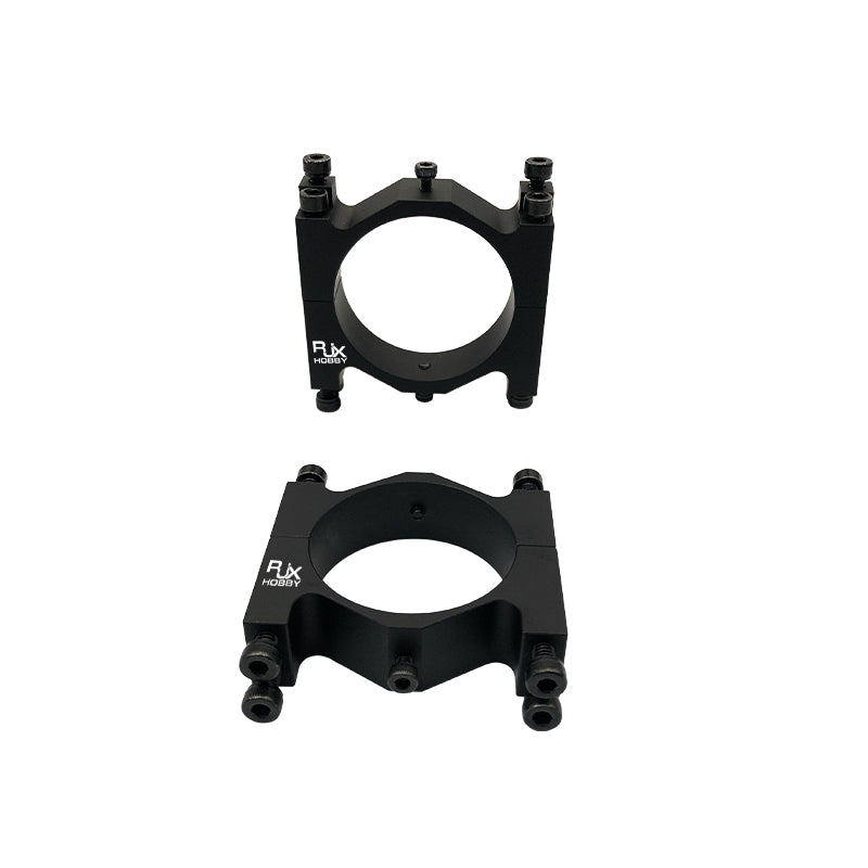 RJX Hobby black aluminum alloy tube clamp bracket with split ring and hex screws for UAV/drone frame tubing