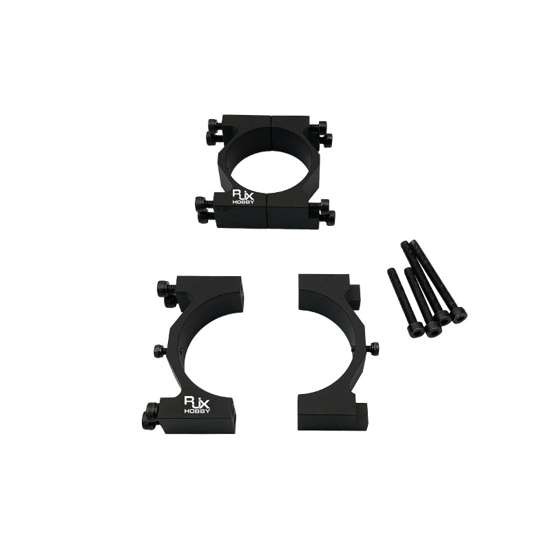 Black aluminum split tube clamp bracket with four bolts for UAV drone frame tube mounting