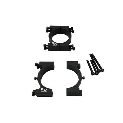 Black aluminum split tube clamp bracket with four bolts for UAV drone frame tube mounting