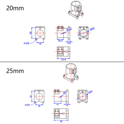 RJXHOBBY 20mm 25mm 30mm Landing Gear Vertical Mount Base Nozzle Connecting Rod Fixing Parts for Agriculture Drone