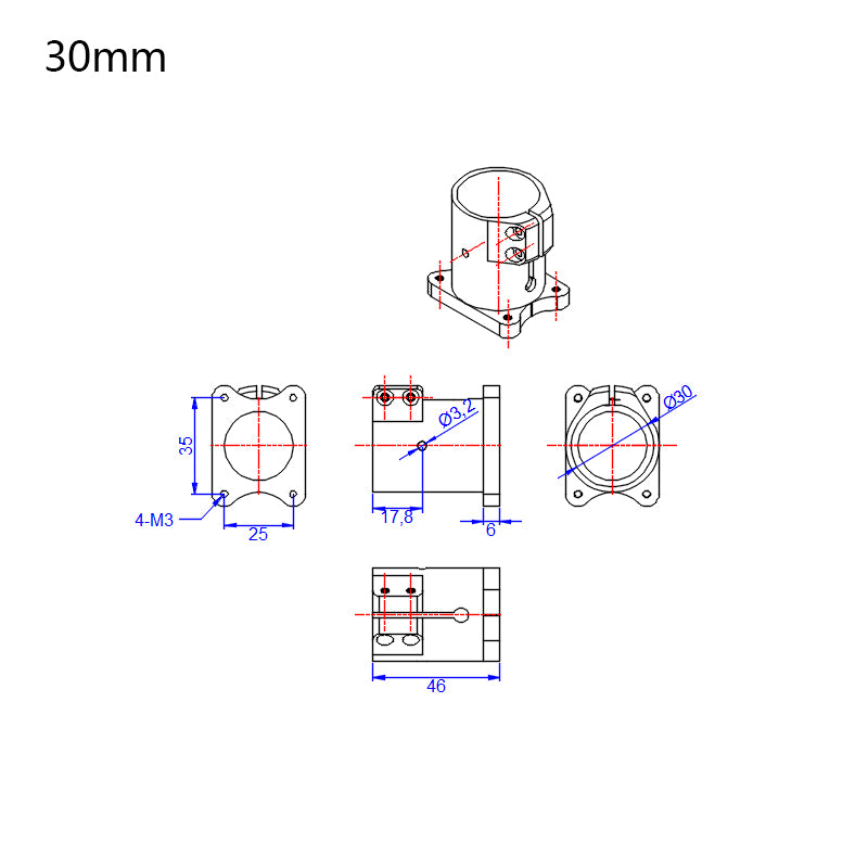 RJXHOBBY 20mm 25mm 30mm Landing Gear Vertical Mount Base Nozzle Connecting Rod Fixing Parts for Agriculture Drone