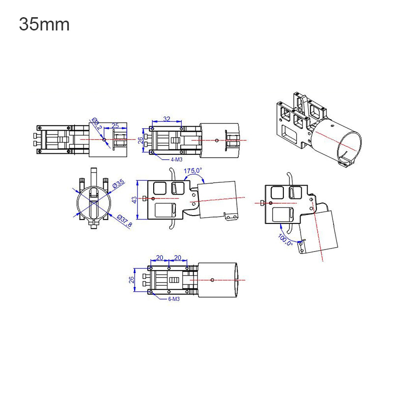 RJXHOBBY 5° 16 / 20 / 25 / 28 / 30 / 35mm Folding Down Arm Tube Joint for Multirotor UAV Drone Spare Parts