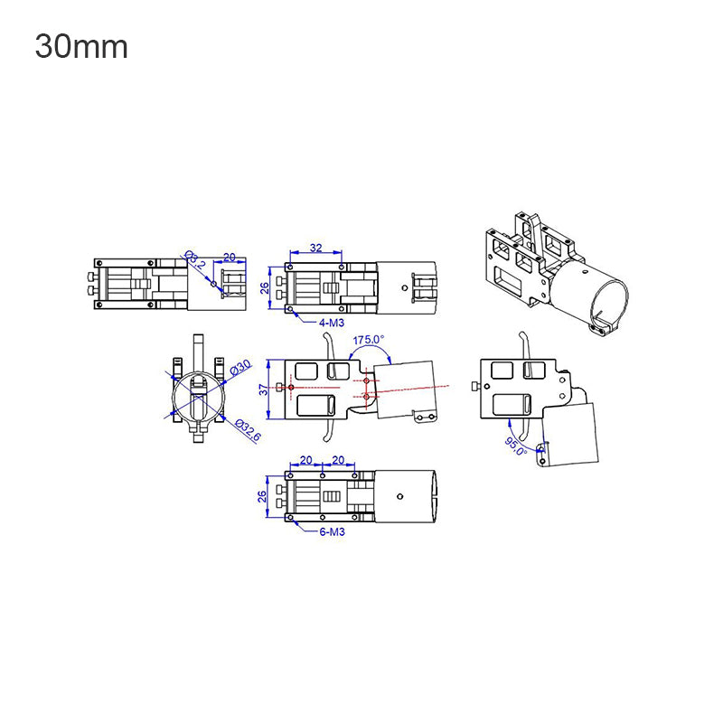 RJXHOBBY 5° 16 / 20 / 25 / 28 / 30 / 35mm Folding Down Arm Tube Joint for Multirotor UAV Drone Spare Parts