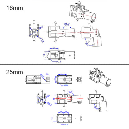 RJXHOBBY 5° 16 / 20 / 25 / 28 / 30 / 35mm Folding Down Arm Tube Joint for Multirotor UAV Drone Spare Parts