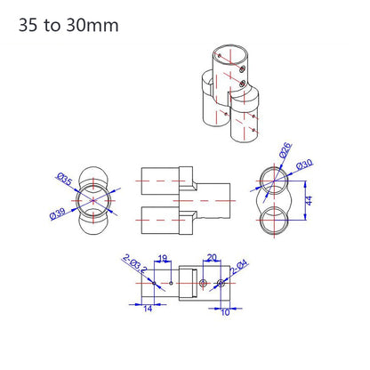 RJX 35 to 30mm Double propeller common shaft arm for X6 power