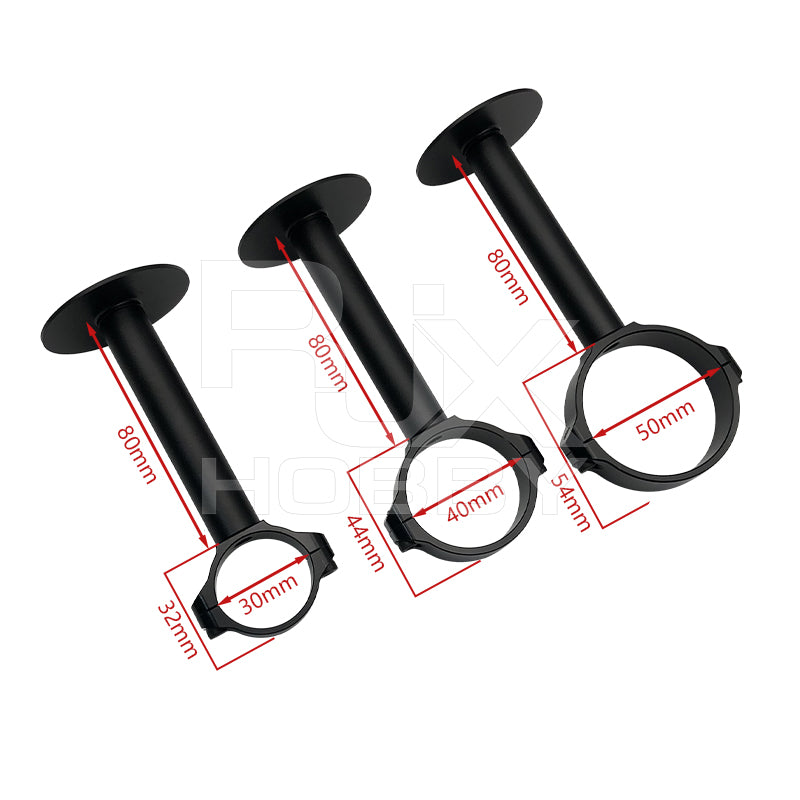 RJX GPS bracket holder mounts with 80mm posts and 30mm, 40mm, and 50mm clamp rings
