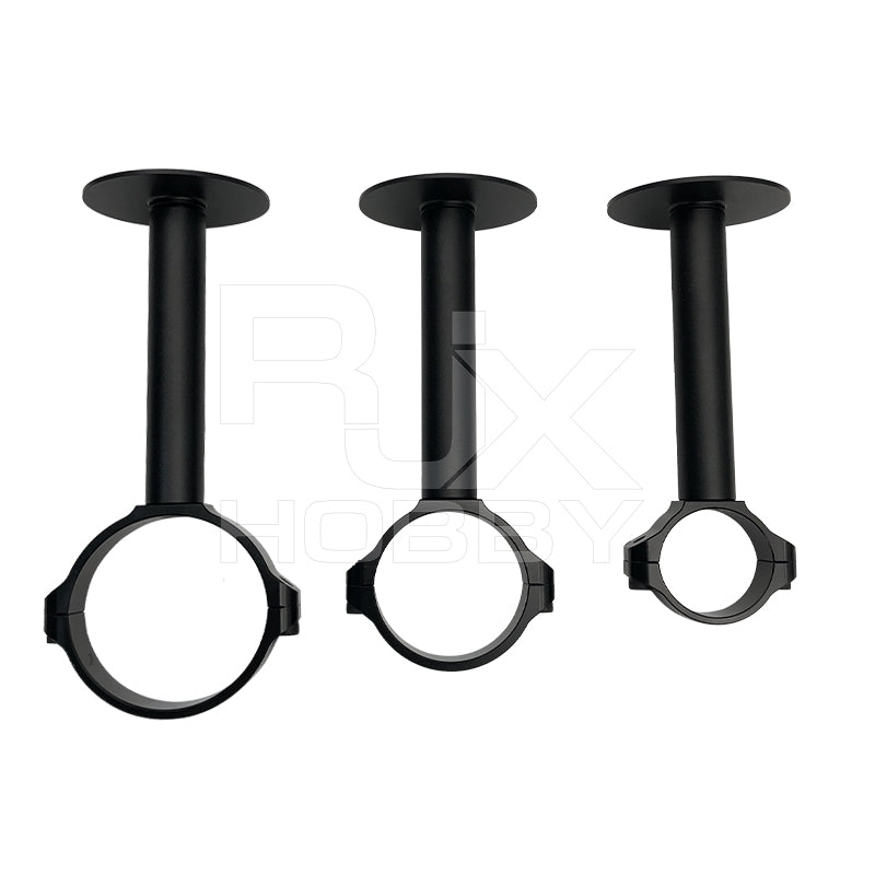 Three black RJX GPS bracket holder mounts with circular clamp base and vertical post with top plate