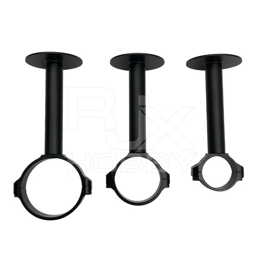 Three black RJX GPS bracket holder mounts with circular clamp base and vertical post with top plate