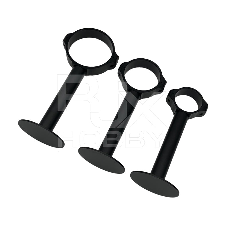 Three black RJX GPS bracket holder mounts with circular clamp rings and flat mounting bases
