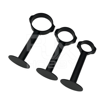 Three black RJX GPS bracket holder mounts with circular clamp rings and flat mounting bases