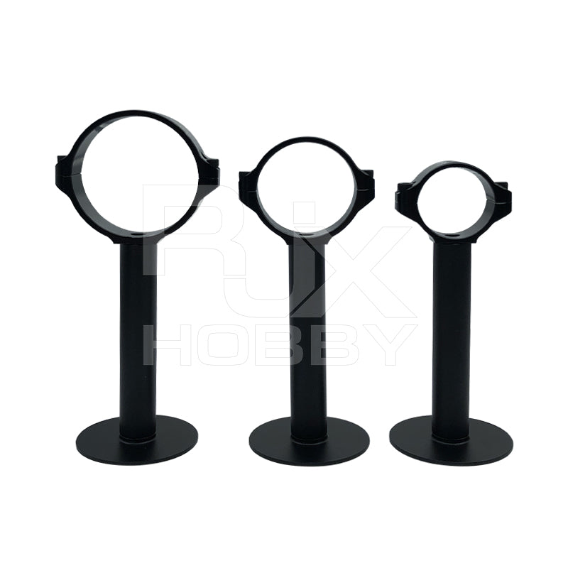 Three black RJX GPS bracket holder mounts with round ring clamps and flat bases in three different sizes.