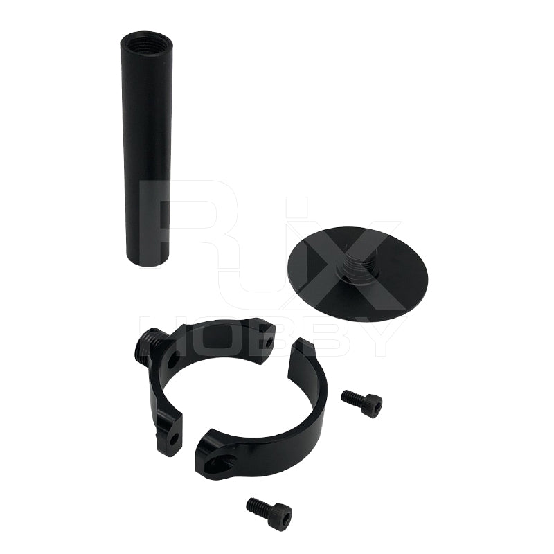 RJX GPS bracket holder mount kit with black clamp ring, threaded mast tube, round base plate and screws
