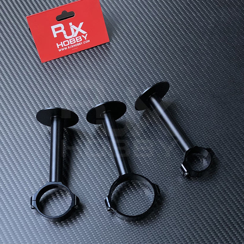 RJX GPS Bracket Holder Mount, RJX Hobby GPS bracket holder mounts, black clamp-style standoffs with round top plates (set of three)