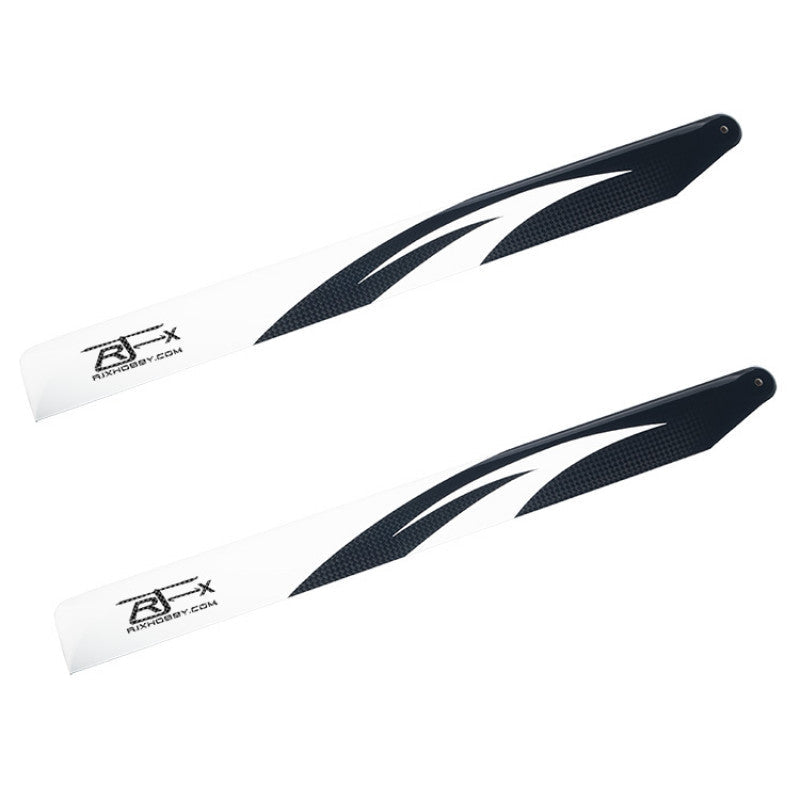RJXHOBBY 360mm Carbon Fiber Main Blades, Pair of RJXHOBBY 360mm carbon fiber helicopter main rotor blades in black and white finish