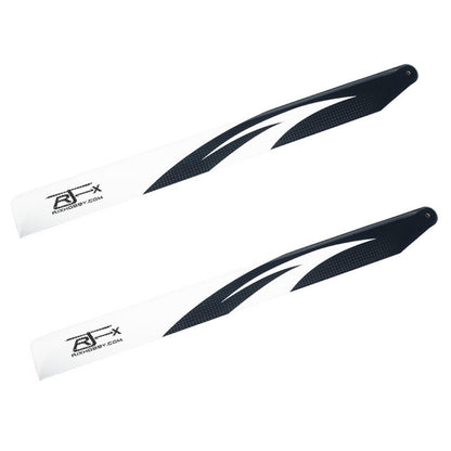 RJXHOBBY 360mm Carbon Fiber Main Blades, Pair of RJXHOBBY 360mm carbon fiber helicopter main rotor blades in black and white finish