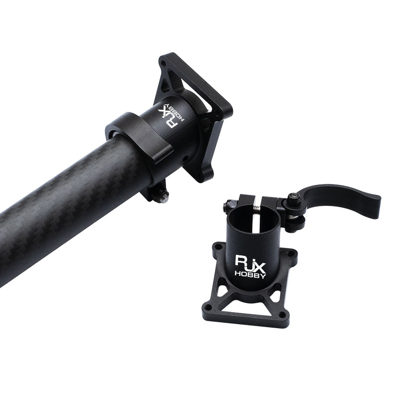 RJX Hobby aluminum quick-release clamp mount with lever and square base plate for tripod/landing gear tube