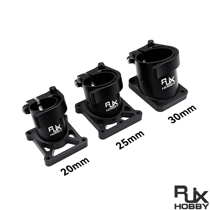 RJX Hobby quick-release tripod fixed seat clamps with base plates in 20mm, 25mm and 30mm sizes