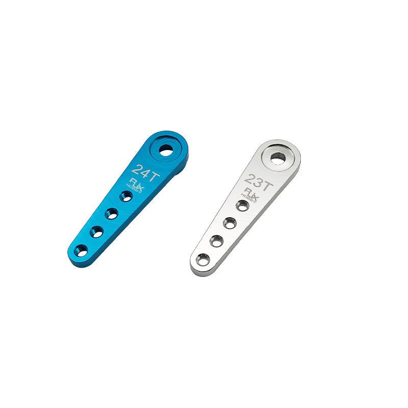 RJXHOBBY 3PCS Metal Servo Arm, Blue 24T and silver 23T RJX metal servo arms with multiple linkage holes for RC servo control linkages