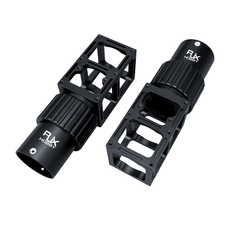 RJX HOBBY quick-release folding arm pipe clamp with ribbed locking collar and open-frame bracket for 50mm tube