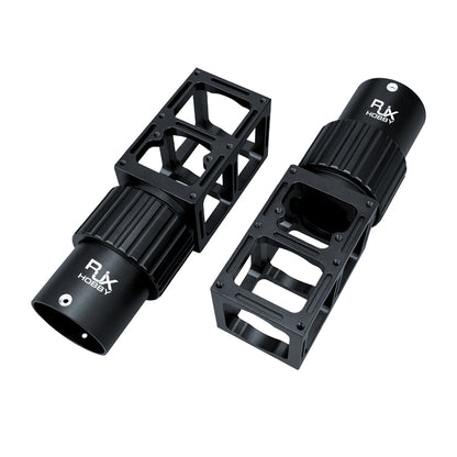 RJX HOBBY quick-release folding arm pipe clamp with ribbed locking collar and open-frame bracket for 50mm tube