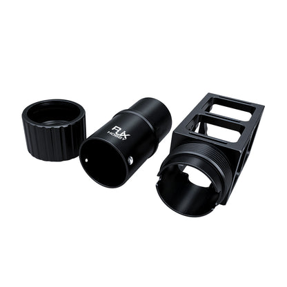 RJX 50mm quick release folding arm pipe clamp set with threaded collar, sleeve, and mounting bracket