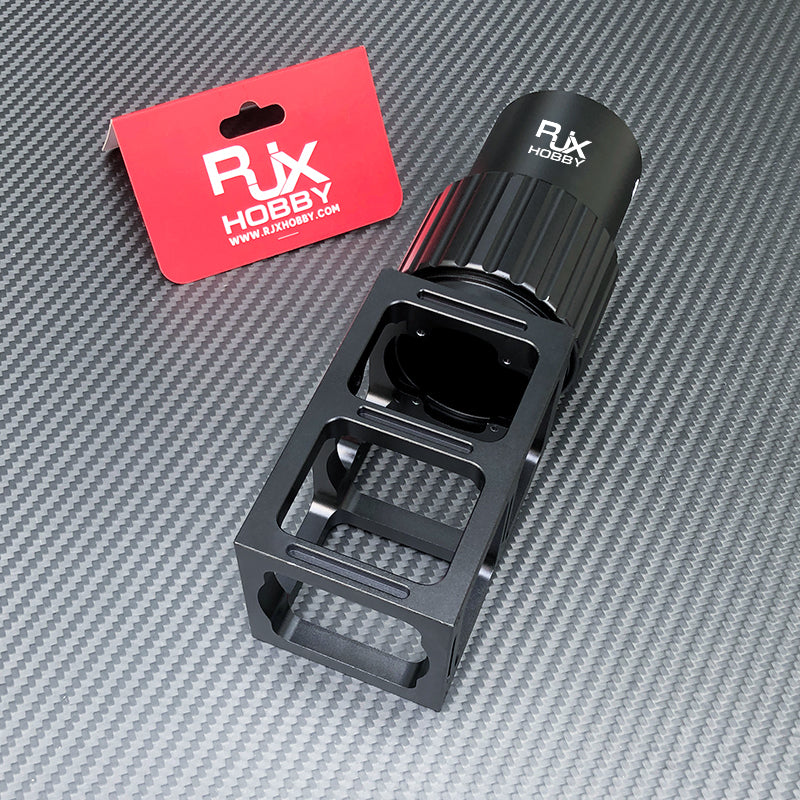 RJX Hobby quick release folding arm pipe clamp with knurled locking collar and black aluminum frame