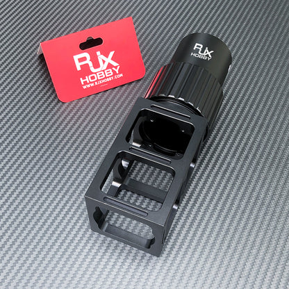 RJX Hobby quick release folding arm pipe clamp with knurled locking collar and black aluminum frame