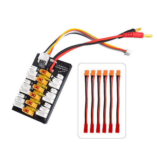 RJX XT30 প্যারালেল চার্জিং বোর্ড ১-৩এস (৬ প্যাক) ২০এ সর্বোচ্চ, iMAX B6 চার্জারের জন্য XT30-টু-JST কেবল