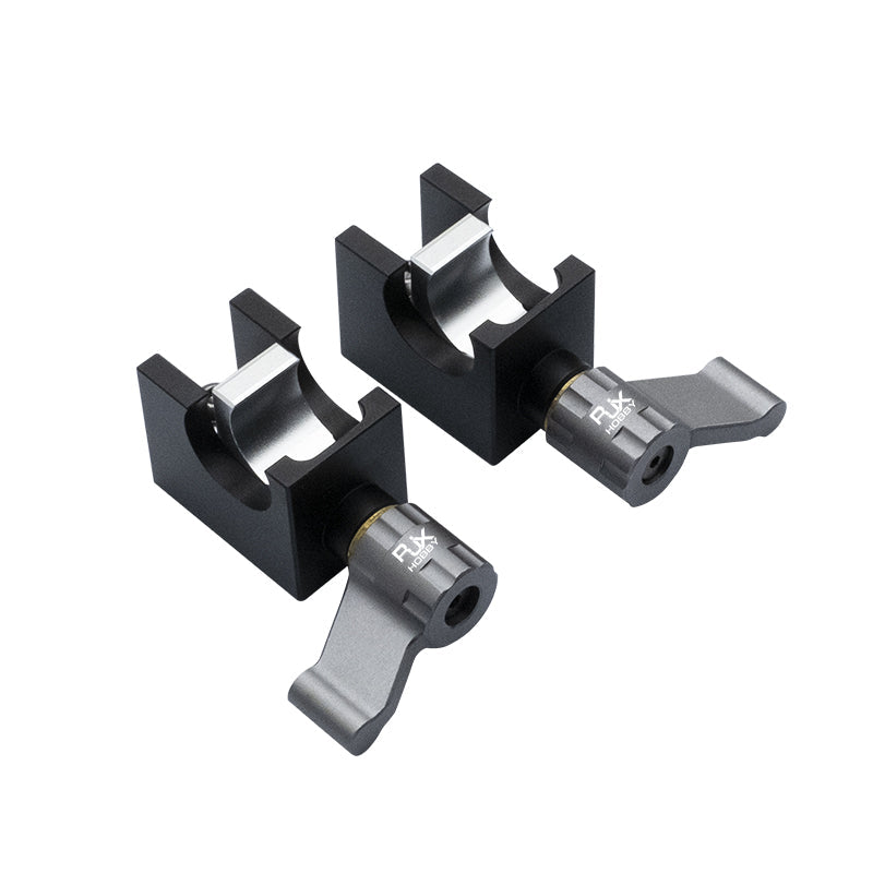 RJX 2pcs Tarot Mount, Pair of RJX metal clamp mounts with quick-release lever handles, black anodized finish with curved inner seat