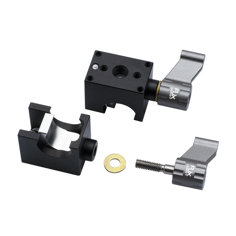 RJX 2pcs Tarot Mount, RJX Hobby Tarot mount clamp set with two black blocks, thumb screws, and a washer