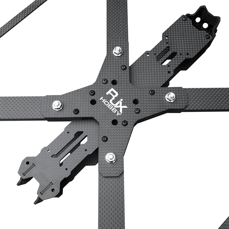 RJX Hobby carbon fiber FPV racing drone frame kit with X-shaped arms and center mounting plate