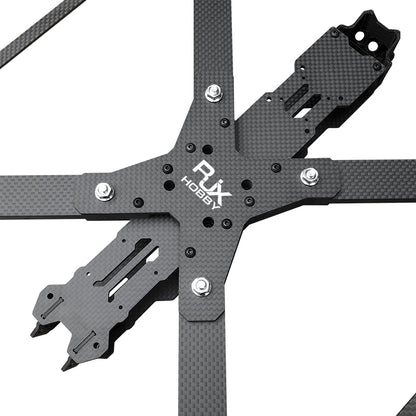 RJX Hobby carbon fiber FPV racing drone frame kit with X-shaped arms and center mounting plate