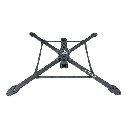 RJX X15 15-inch carbon fiber FPV drone frame with X layout, long arms, and central mounting plate
