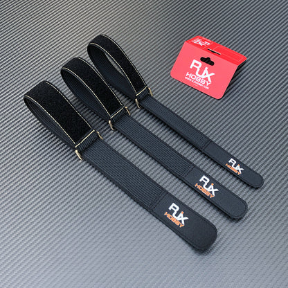 RJXHOBBY Kevlar Stitched Non-Slip Silicone Battery Strap, Zinc Alloy Buckle, 25/30/38mm, 500-1000mm
