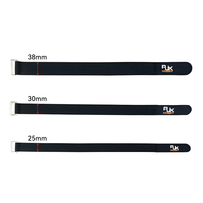 RJXHOBBY Kevlar Stitched Non-Slip Silicone Battery Strap, Zinc Alloy Buckle, 25/30/38mm, 500-1000mm