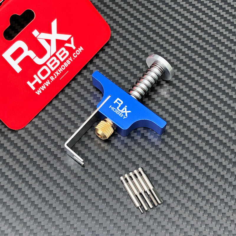 RJX Propeller Removal Tool, RJX Hobby propeller removal tool with blue T-handle press screw, hex key and metal pin set