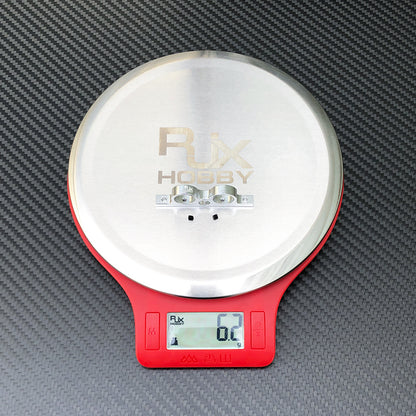 RJX 2pcs Ball Globe Valves Mount Holder Bracket, RJX Hobby aluminum mount holder bracket on digital scale showing 6.2 g weight, compact clamp-style design