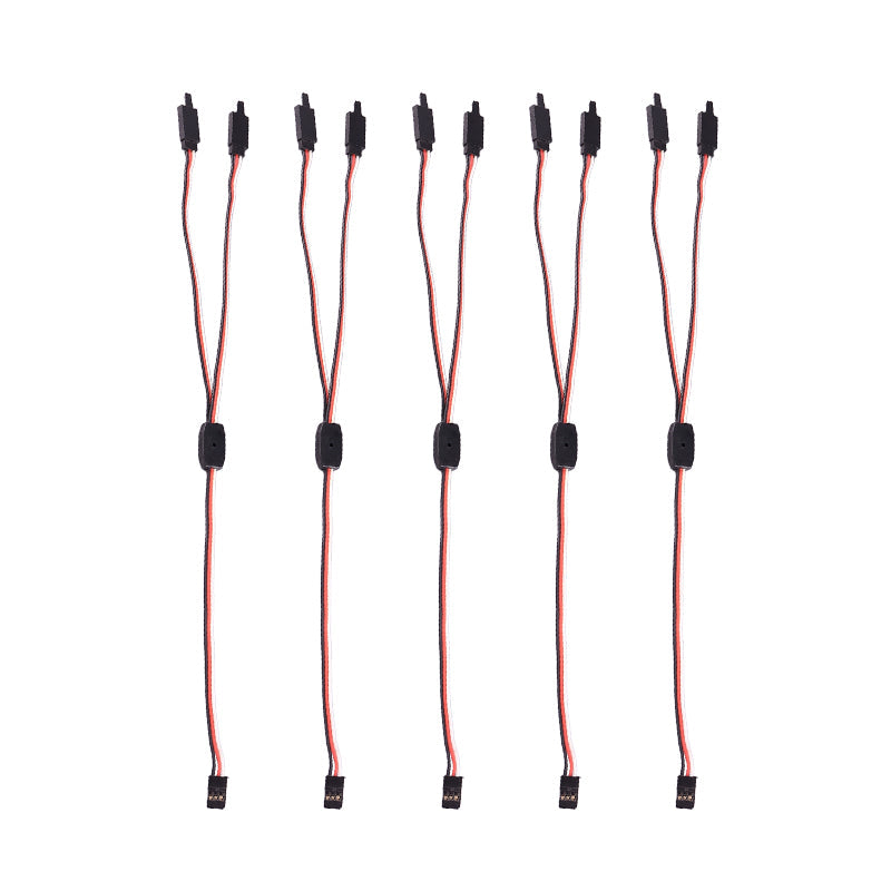 Set of five Y-shaped servo splitter cables with 3-wire leads and JR/Futaba-style connectors