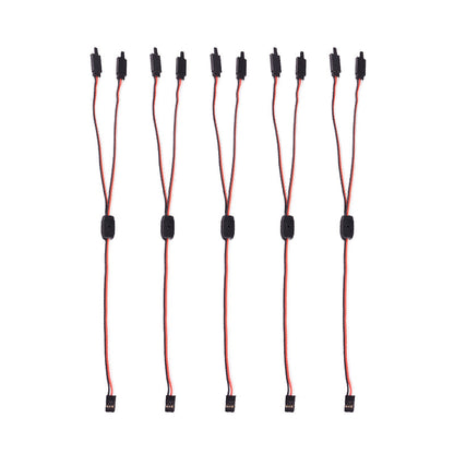 Set of five Y-shaped servo splitter cables with 3-wire leads and JR/Futaba-style connectors