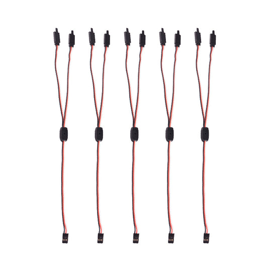 Set of five Y-shaped servo splitter cables with 3-wire leads and JR/Futaba-style connectors
