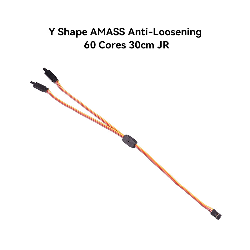 Y-shape JR servo splitter cable, 30cm 3-wire lead with two connectors and anti-loosening clip