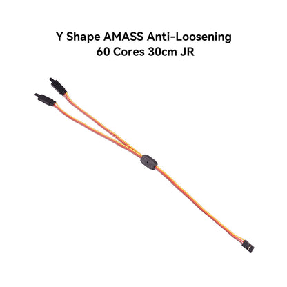 Y-shape JR servo splitter cable, 30cm 3-wire lead with two connectors and anti-loosening clip