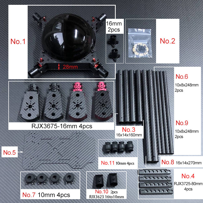 RJX 650mm 4-Axis Drone, Professional-grade quadcopter frame for reliability, portability, and performance.