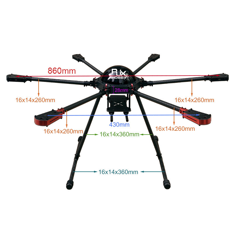 RJX 850mm 6-Axis Drone, RJX 850mm hexacopter frame for professionals and industries: durable, portable, and high-performance.