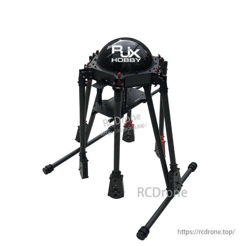 RJX850 carbon fiber umbrella folding hexacopter frame with dome top center plate and tall landing gear